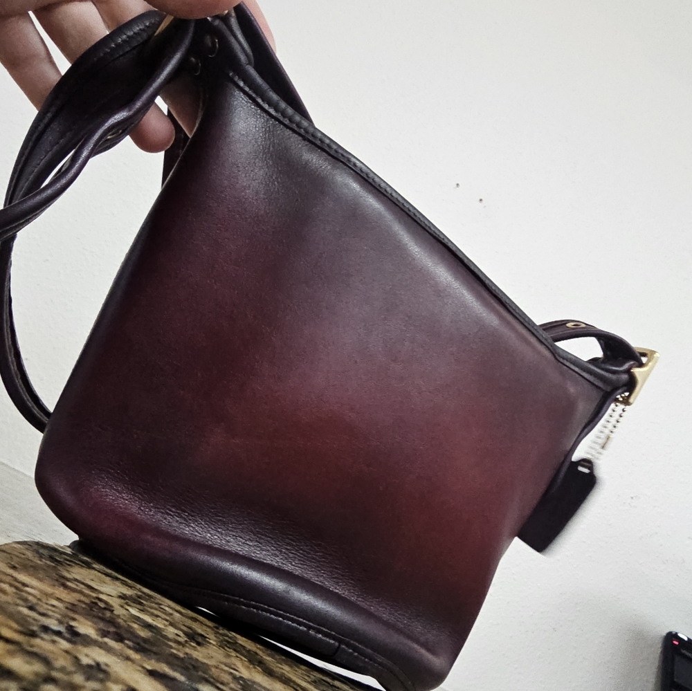 Recycled Riot Vintage Coach Maggie dyed in luscious warm red and purple patina - Picture 11 of 16